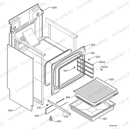 Взрыв-схема плиты (духовки) Electrolux FHH6785GK - Схема узла Housing 001